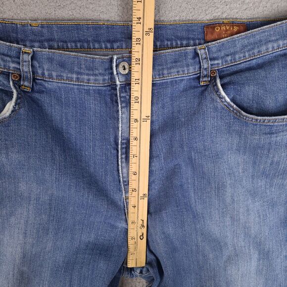 Orvis Jeans Mens 41 x 28.5 Blue Denim Straight Leg Distressed Cotton Blend - Picture 14 of 16